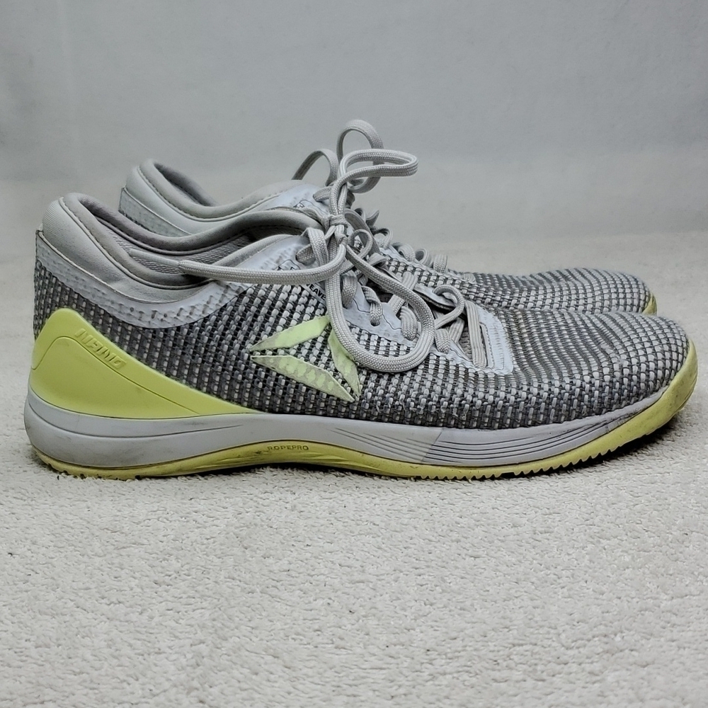 Reebok Nano crossfit lifting shoes light gray womens 7.5 lime workout athlete